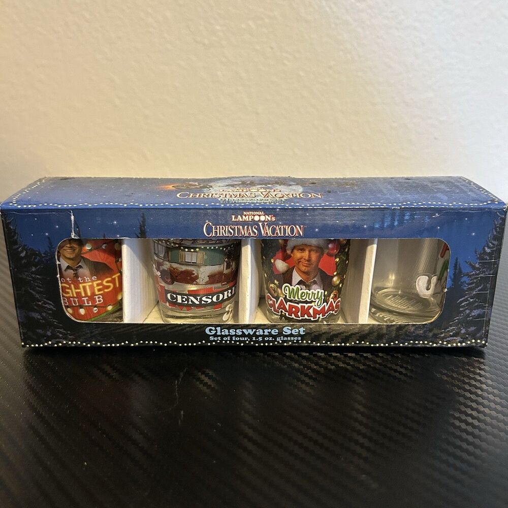 National Lampoon’s Christmas Vacation Glassware Set 4x Shot Glasses Original Box